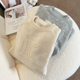 Ретро трехмерный трикотажный свитер из искусственного меха, французский стиль, свободный крой