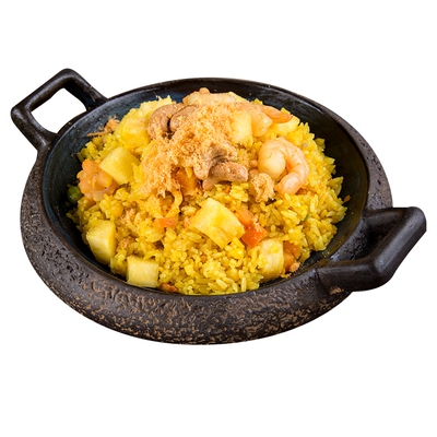 Жареный рис с морепродуктами и ананасами — не забудьте