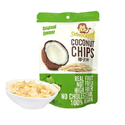 Оригинальные жареные кокосовые чипсы Qi Crisp, 40 г, импортированные из Таиланда