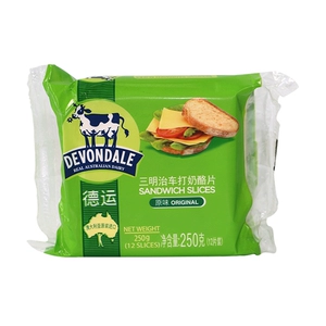 [德运 原味三明治车打奶酪片(再制干酪) 250g 澳大利亚进口]