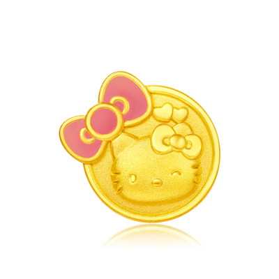 Hello kitty, золотой браслет с одной бусиной, подвеска