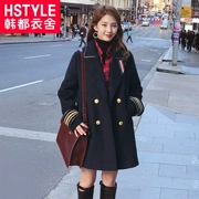 Nhà quần áo Handu 2019 mùa đông mới dành cho nữ phiên bản Hàn Quốc của áo khoác len lông dài sang trọng - Trung bình và dài Coat