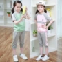 Quần áo trẻ em mùa hè quần áo bé gái thể thao phù hợp với trẻ em lớn thời trang trẻ em cotton giản dị hai mảnh mùa hè - Phù hợp với trẻ em chân váy trẻ em