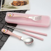 Hàn Quốc dễ thương cầm tay trẻ em bộ đồ ăn cho bé ăn nĩa đũa đũa ba mảnh kết hợp du lịch - Đồ ăn tối