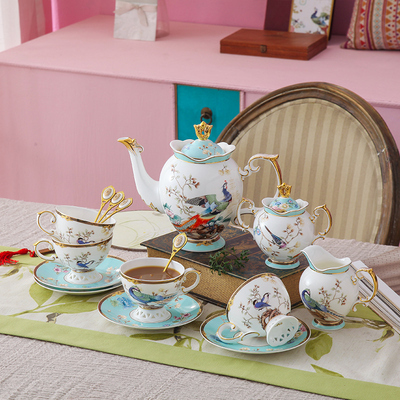 11 Head Large Milk Jug, Sugar Jug, 4 Cups Saucer Spoon & Gift BoxNew Chinese style Chinese style National tide coffee cup suit British style Small luxurious ceramics household good-looking afternoon tea tea set