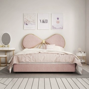 Bảy gió bên cạnh ins hồng giường công chúa vàng thiết kế thời trang Bắc Âu đúp giường vải hiện đại nhỏ gọn thể giặt - Giường