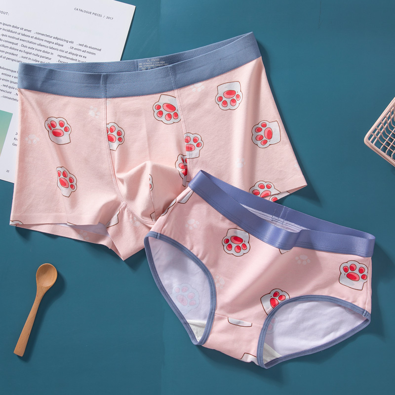 Cat's Pawlovers underpants modal  pure cotton lovely originality Double men and women Underwear Couple shorts suit