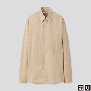 UNIQLO [Коллаборация дизайнеров] Мужская рубашка из поплина в полоску (с длинным рукавом) 431385 UNIQLO