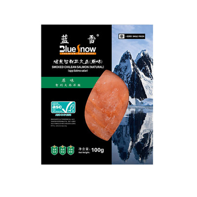 Лосось Blue Snow Копченый Чилийский ASC (оригинал) 100г/пакет