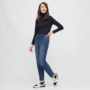 Uniqlo Женская одежда имитация бархатной джинсовой джинсовой банали