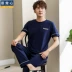 Pyjama nam cotton mùa hè quần ngắn tay phần mỏng cỡ lớn phục vụ tại nhà nam cotton nửa tay mùa hè mới áo thun nam polo Áo phông ngắn