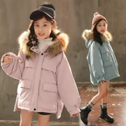 Áo khoác bé gái mùa đông 2019 phiên bản Hàn Quốc mới của chàng trai lớn mặc váy ngắn cô gái nước ngoài ga xuống áo khoác - Bông