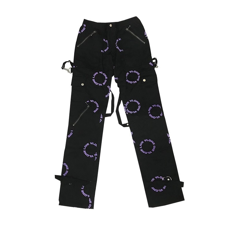 Black PurpleVLONE Overalls trousers Casual pants Adjustable binding The king of boxing Yagami trousers  Same