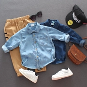 Áo sơ mi nam dài tay cotton 2019 Tết trẻ em Mặc trẻ em Áo sơ mi denim Baby Children Ocean Top - Áo sơ mi