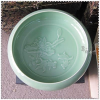 Ценность Рекомендуется джингдезхен керамика антикварная теневая зеленая глазурь для мытья ручка цилиндр лазурный голубая глазурь вода мелкая имитация Longquan Kiln Celadon