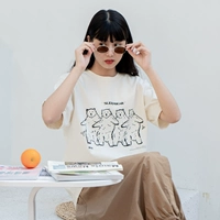 Японская милая цветная футболка, с медвежатами, увеличенная толщина, круглый воротник, 3 цветов