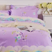 Cotton twill quilt cover đơn mảnh vườn tím đôi quilt cover 1,5 1,8 mét ga trải giường sinh viên quilt - Quilt Covers