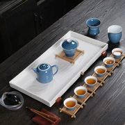 Khay trà gốm hình chữ nhật Khay trà khô bong bóng bàn sáng tạo phòng khách loại nước lưu trữ đơn giản Bộ bàn trà Kung Fu - Trà sứ