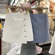 2018 mùa hè mới Hàn Quốc phiên bản của thời trang mỏng hoang dã bất thường Một từ cao eo váy rửa jeans nước váy