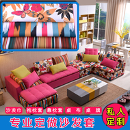 Bộ sofa tùy chỉnh sofa vải vải đệm gối bông và vải lanh dày flannel đầu vườn của nhãn hiệu diy