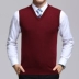 Mùa thu và mùa đông mới trung niên của nam giới cashmere vest len ​​vest V-Cổ kích thước lớn trung niên vest áo len áo len vest nam đẹp Dệt kim Vest