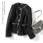 Áo khoác đen ngắn hai mặt áo len nữ màu đen mùa thu nữ 2019 Bộ đồ OL nữ mới - Áo len lót đôi