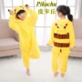 Trẻ em hoạt hình đồ ngủ động vật khủng long dính liền với bé gái lớn bé trai nam mùa thu và mùa đông dày hổ flannel Pikachu shop quan ao baby