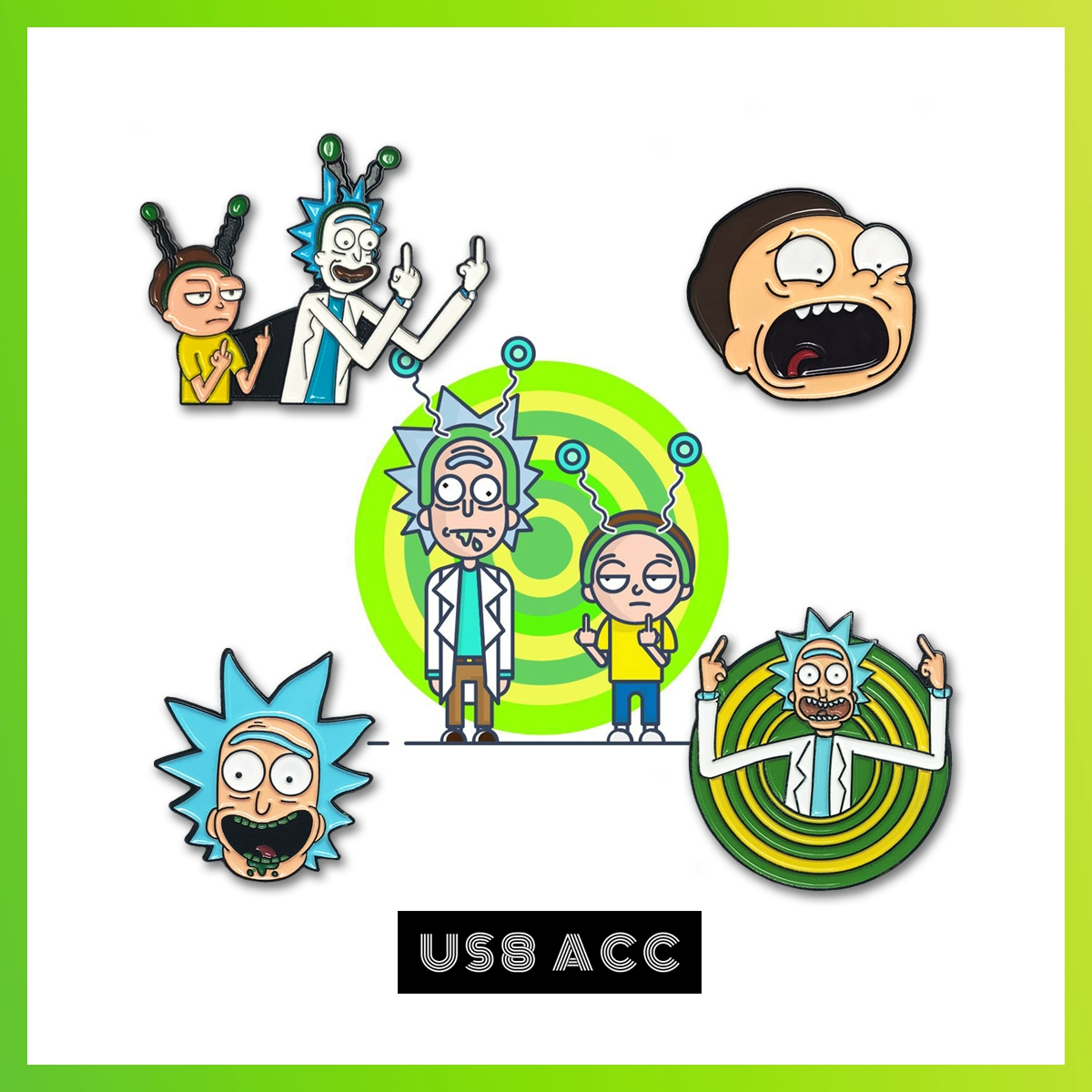 Đồ trang sức US8ACC tự chế Rick và Morty rick morty ngoại vi sáng tạo trâm huy hiệu pin - Trâm cài