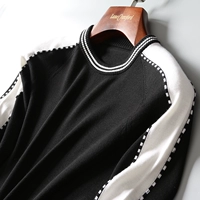 Ý thể thao giản dị dày Merino đầy đủ len nam màu sắc tương phản vòng cổ áo len áo len DAZ450 thời trang nam