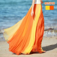 Элегантная модная летняя одежда, большая длинная юбка, шифоновая юбка в складку, европейский стиль