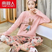 Nam cực mùa xuân và mùa thu ladies bông đồ ngủ vòng cổ dài tay quần cotton có thể được đeo bên ngoài nhà thường dịch vụ phù hợp với quần áo ngủ nữ mùa đông