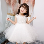 Trẻ em công chúa váy cô gái hoa fluffy sợi cô gái tiệc sinh nhật buổi tối ăn mặc chủ nhà trang phục piano - Váy trẻ em