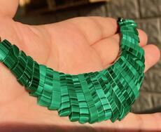 Украшения на шею 欧洲制天然大孔雀石阵工艺组合一体项链14k黄金花丝扣头清新亮绿