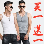 Mùa hè nam màu rắn vest làm việc bên ngoài mặc đáy áo sơ mi mồ hôi Hàn Quốc vest top đen và trắng học sinh trung học đồ lót nhỏ