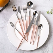 [3 miếng] Dao Tây và nĩa bột bằng thép không gỉ bạc dao và nĩa muỗng cà phê khuấy thìa đặt dao kéo - Đồ ăn tối