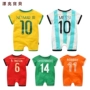 Quần áo trẻ em mùa hè jumpsuit 0-3-6 tháng bé bé world cup quần áo bóng đá 1 cotton sơ sinh romper bộ hoạt hình bé trai