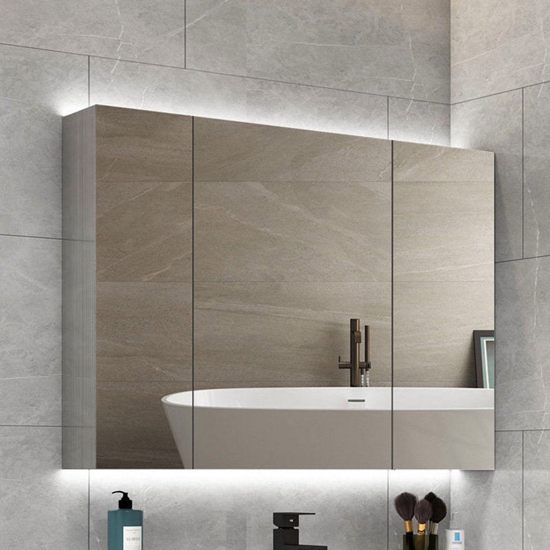 tủ gương phòng tắm nhập khẩu Tủ gương bằng thép không gỉ cộng với 80cm với nhà vệ sinh ánh sáng hộp gương nhà vệ sinh đôi cửa kép cửa riêng tủ lưu trữ phòng tắm treo tường tủ gương vệ sinh tủ gương wc