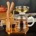 Bộ ly trà thủy tinh chịu nhiệt dày đặt với bộ lọc lưới tách trà bộ trà biển rò rỉ bộ trà Kung Fu - Trà sứ Trà sứ
