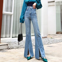 Ретро мегафон, джинсы, приталенные штаны, повседневные брюки, Южная Корея, высокая талия
