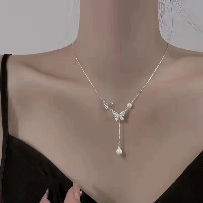 Butterfly Pearl Necklace With Advanced Design For Women_voghion.com