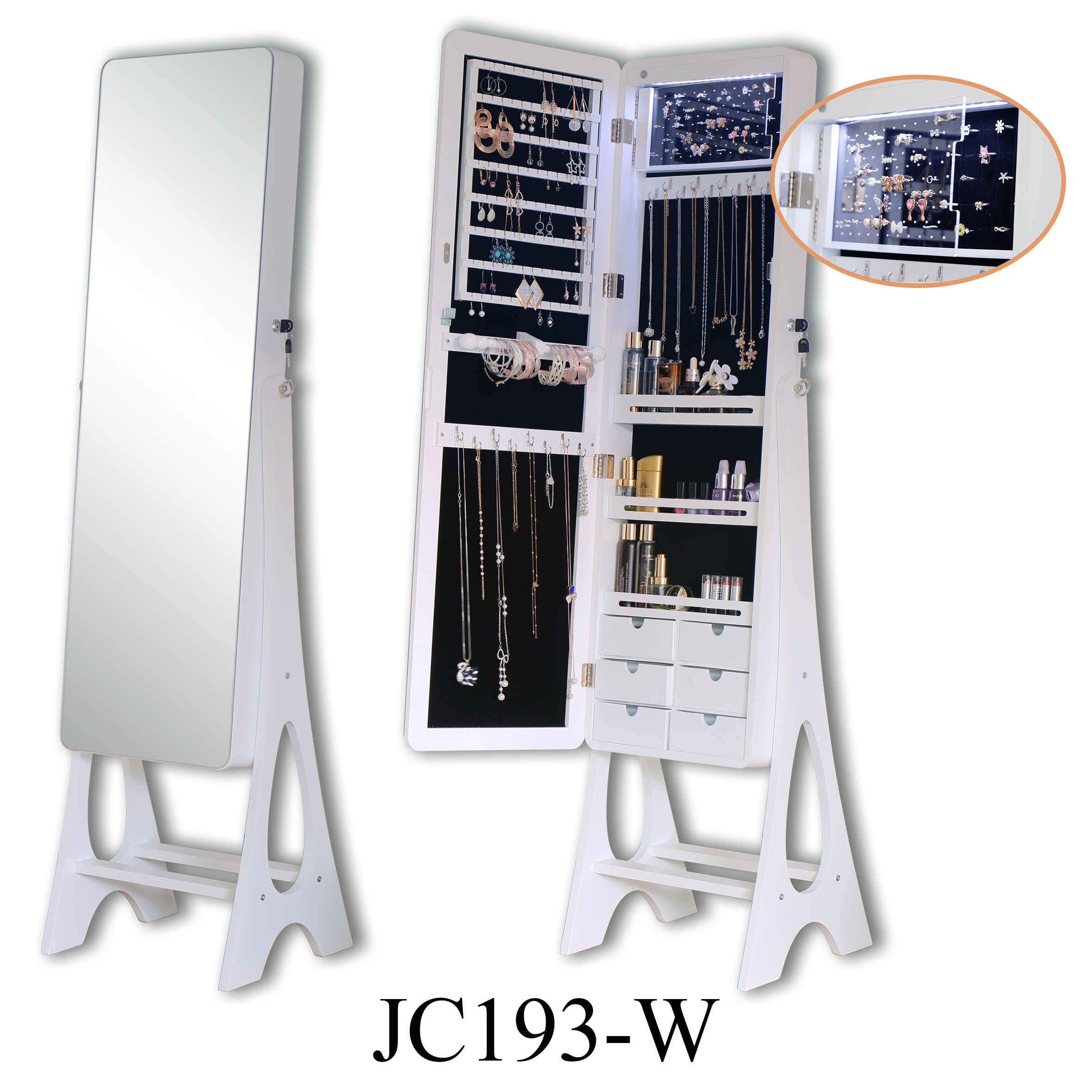 Nordic Wind Vải gương gương trang sức tủ lưu trữ Tủ lưu trữ Tường -Phù hợp với Full -Body Gương treo cửa trở lại gương Thử nghiệm lưu trữ quần áo Tường gương đựng đồ trang sức tủ đựng mỹ phẩm có gương