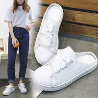 Lười biếng giày trắng nữ 2018 mùa hè mới không có gót chân một bàn đạp đa năng giày vải nữ Hàn Quốc phiên bản của bán kéo giày trắng giầy nữ thể thao