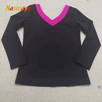 Детский топ, футболка для тренировок, 6 цветов, сделано на заказ, фигурное катание, V-образный вырез