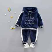 Quần áo mùa đông cho bé cộng với áo len nhung 0 0 1-2-3 tuổi 2018 mới cho bé trai quần áo dày bé phiên bản Hàn Quốc