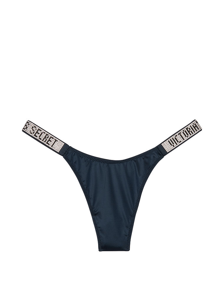4Uam Deep Sea Army BlueAll love drill pants rhinestone sexy T-back Victoria's Secret Broken drill Letter drill T-back Yang Mi Same