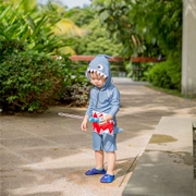 Trẻ em Hàn Quốc một mảnh áo tắm cậu bé kem chống nắng dễ thương cá mập áo tắm bé con spa áo tắm trùm đầu