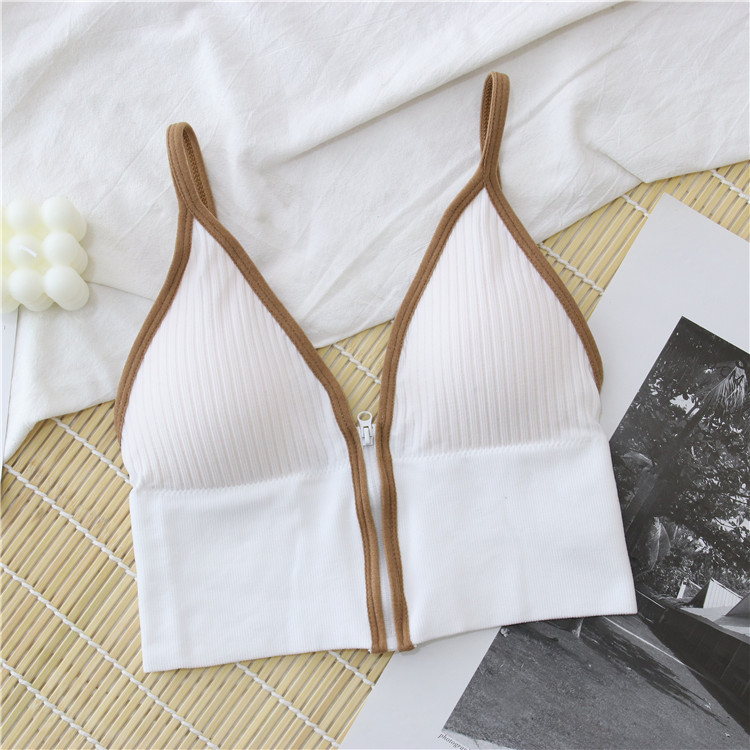 WhiteInternet celebrity Same zipper Wireless  Small chest Gather together Underwear female 2021 spring Beautiful back With chest pad Versatile Bras tide