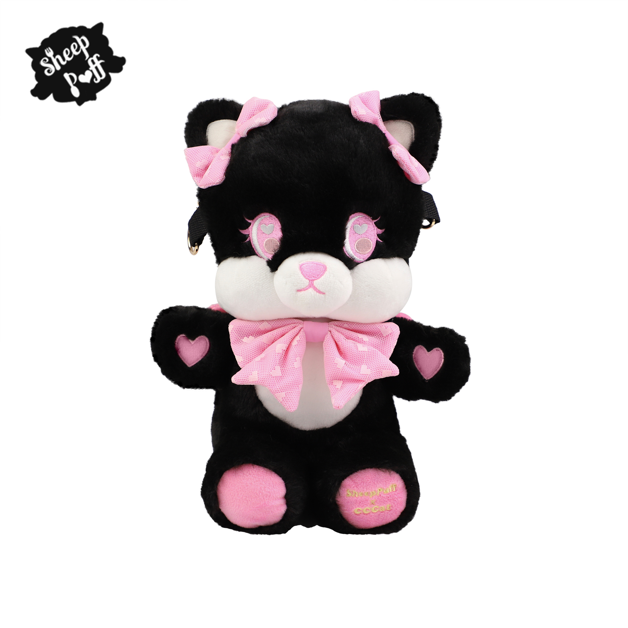 Black【 Deposit 】  Meow sheep Puff original lolita sweet Bare Kitty Plush doll package One shoulder Messenger