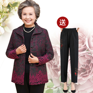 Trung và cũ của phụ nữ tuổi mùa xuân và mùa thu áo 60-70 tuổi bà ngoại áo khoác quần áo cũ kích thước lớn mẹ nạp mùa xuân