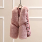 Faux fur lông vest nữ ngắn mùa đông mới mỏng kích thước lớn thời trang vest vest khâu lông